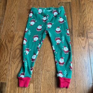 Carters Toddler Pajama Pants Green Santa Christmas Tree Print Size 2T